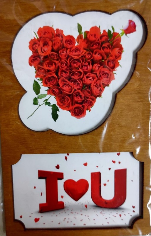 ОТК0090 Стильная деревянная открытка "I love you"