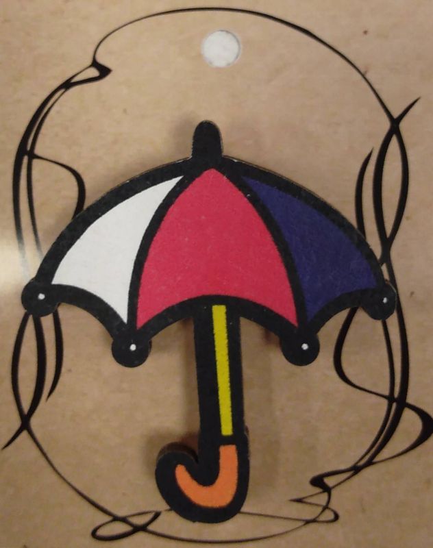 ЗН0043 Стильный деревянный значок "Зонтик"