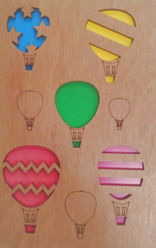 ОТК0033 Стильная деревянная открытка "Воздушные шары"