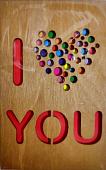 ОТК0060 Стильная деревянная открытка "I love you"