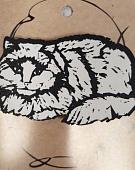ЗН0063 Стильный деревянный значок "Черно-белый кот"