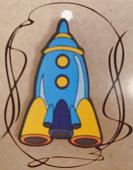 ЗН0018 Стильный деревянный значок "Синяя ракета"