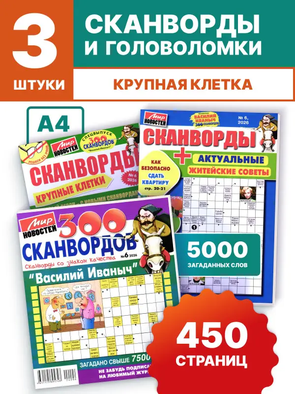 W0784 Набор сканвордов 3 шт Василий Иваныч