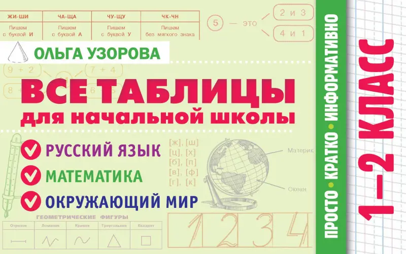 Узорова Ольга Васильевна: Все таблицы для начальной школы. 1–2 класс. Русский язык, математика, окружающий мир