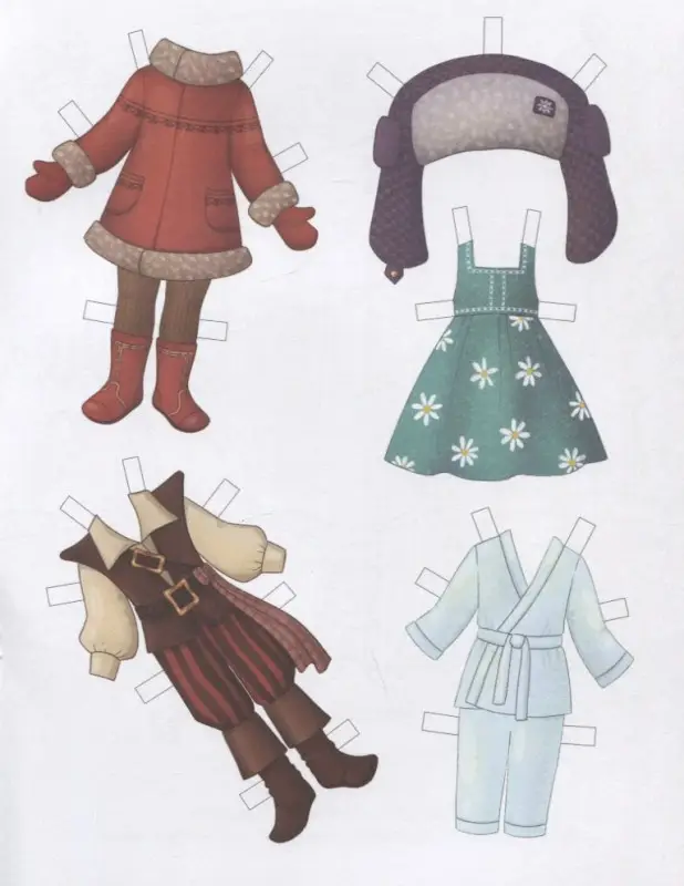 Одеваюсь правильно, раскраска, 2 бумажных куклы, наряды