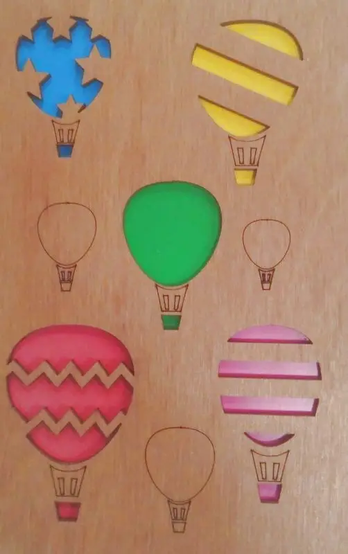 ОТК0033 Стильная деревянная открытка "Воздушные шары"