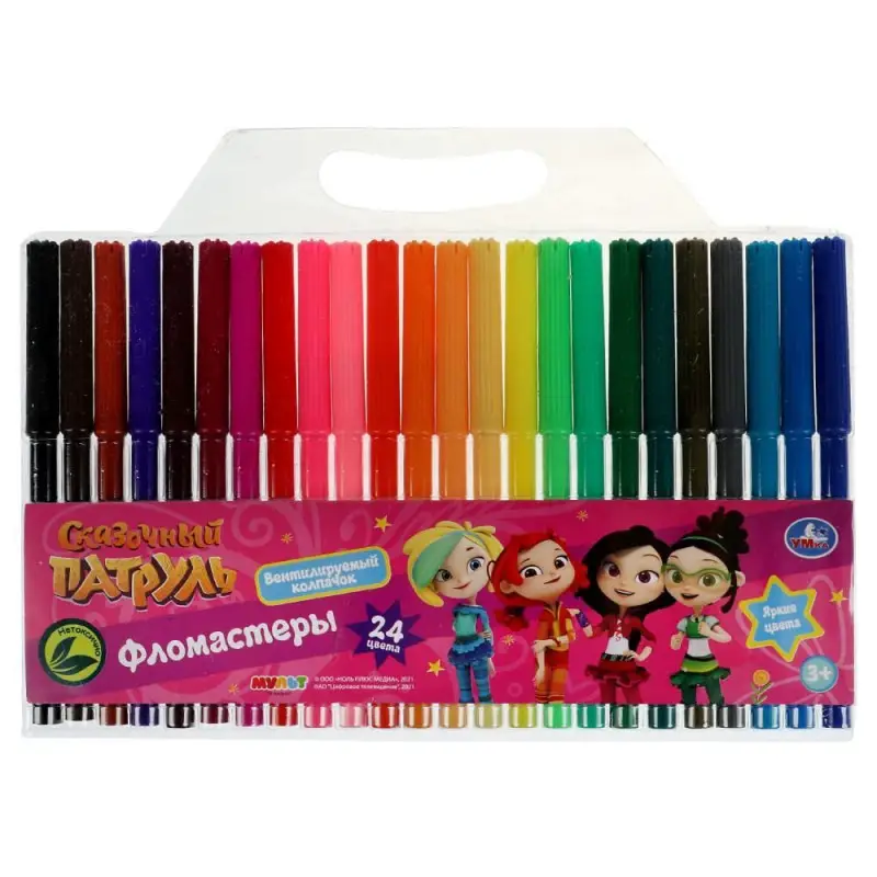 Фломастеры Сказочный патруль, 24 цвета, круглые