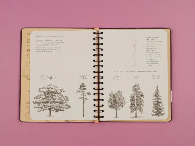 Sketchbook с уроками внутри. Продвинутые техники (пурпур)