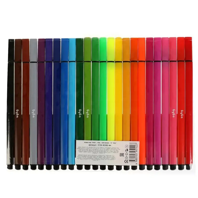 Фломастеры Буба, 24 цвета, трёхгранные