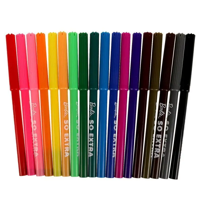 Фломастеры Барби экстра, 18 цветов, круглые (76628 прозрачная упаковка)