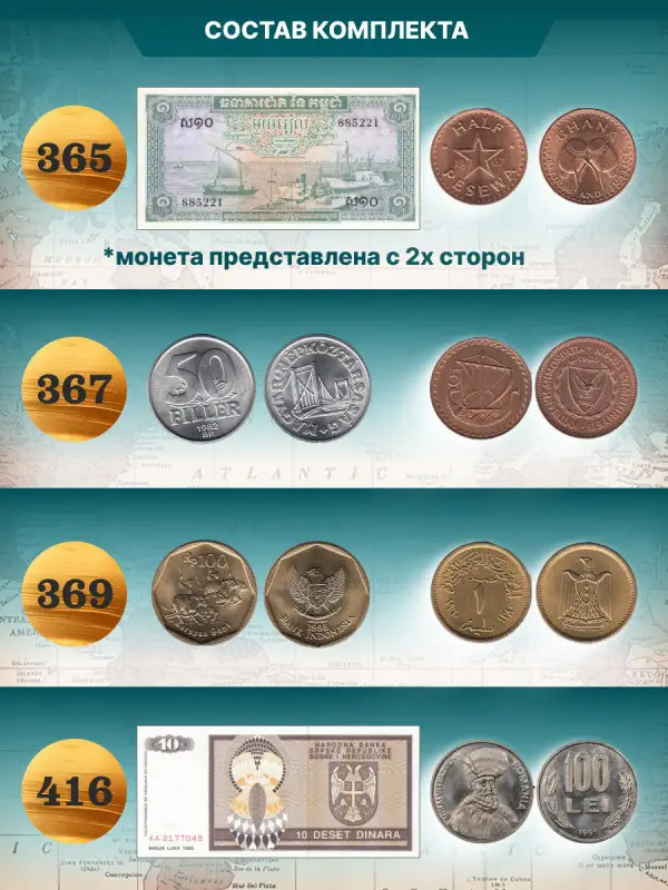 W0528  Комплект Монеты и банкноты из 8 ми журналов + папка