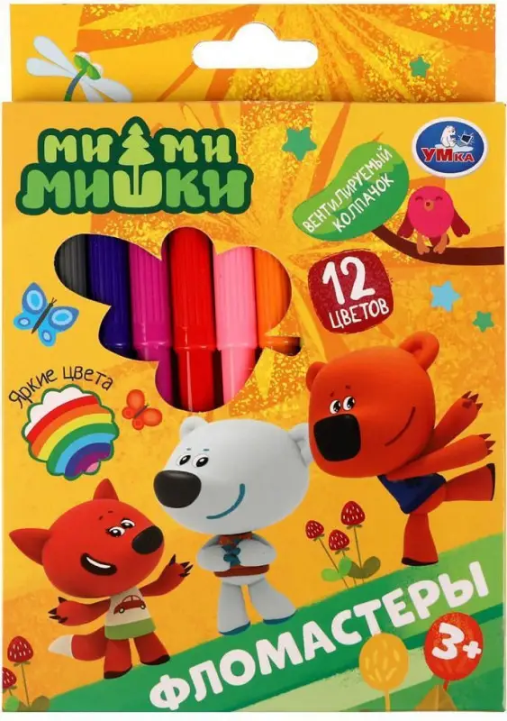Фломастеры Ми-ми-мишки 12 цветов, круглые