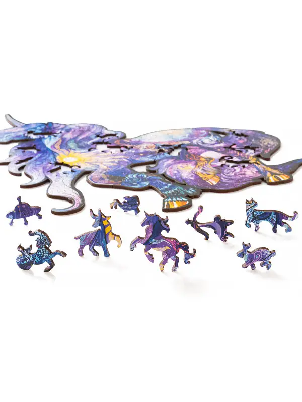 Деревянный Пазл Единорог Космический S (100 дет.)