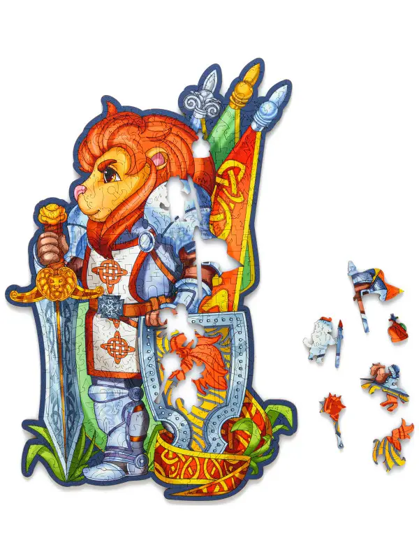 Деревянный Пазл Лев Рыцарь L (110 дет.)