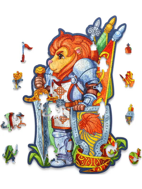 Деревянный Пазл Лев Рыцарь L (110 дет.)