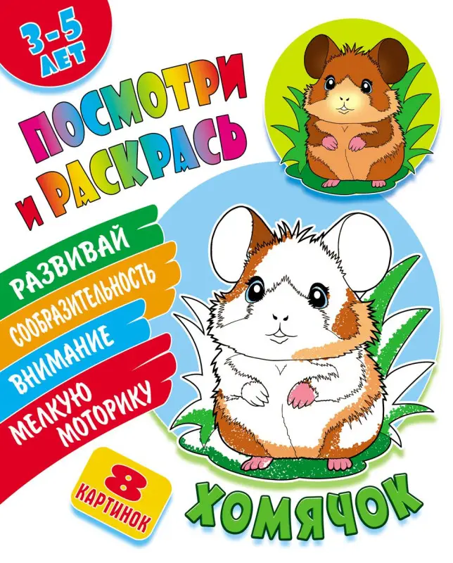 РАСКР. (А5). ПОСМОТРИ И РАСКРАСЬ. ХОМЯЧОК