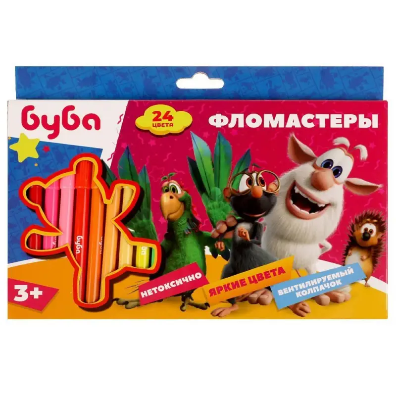 Фломастеры Буба, 24 цвета, круглые (66476 цветная упаковка)