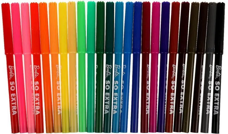 Фломастеры Барби экстра, 24 цвета, круглые (66452 цветная упаковка)