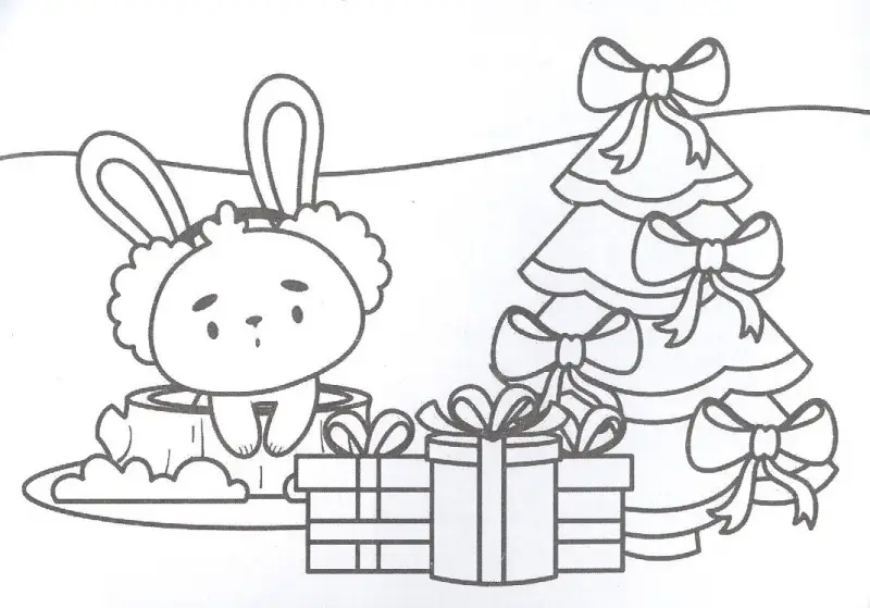 Мини-раскраска "Новогодний хоровод"