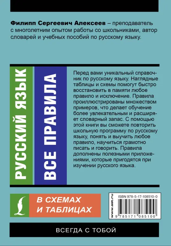 Уценка.Алексеев Филипп Сергеевич: Русский язык. Все правила в схемах и таблицах