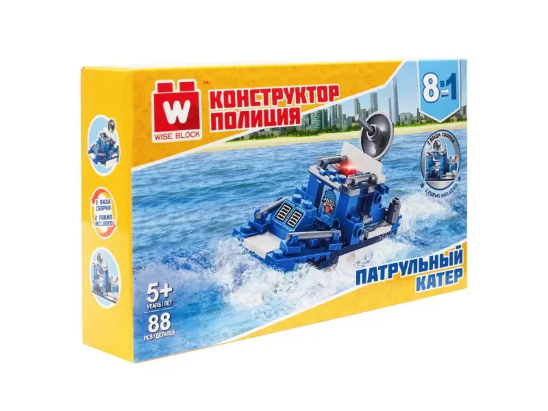 Вайс Блок. Конструктор патрульный катер 8-в-1. TM Wise Block