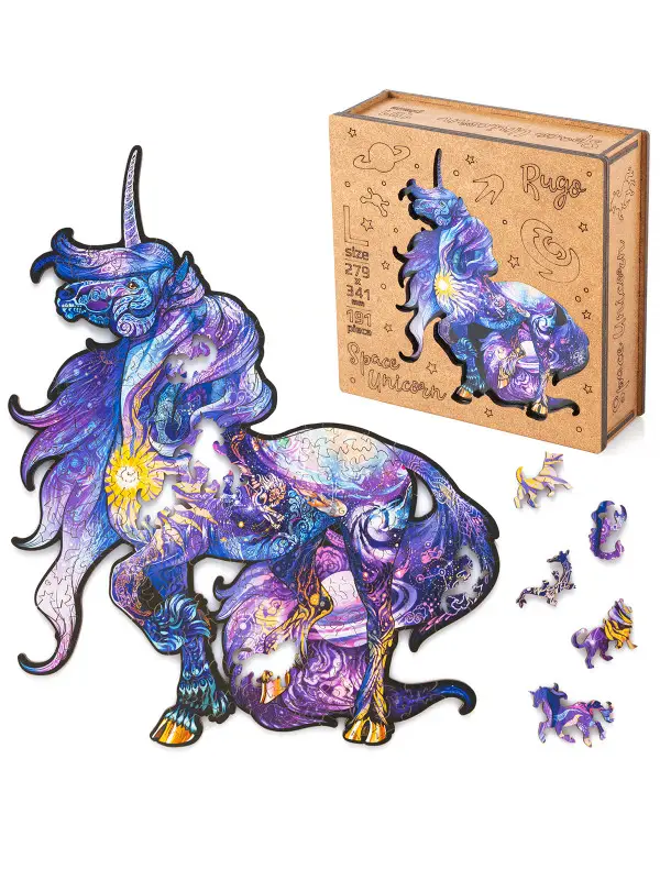 Деревянный Пазл Единорог Космический S (100 дет.)