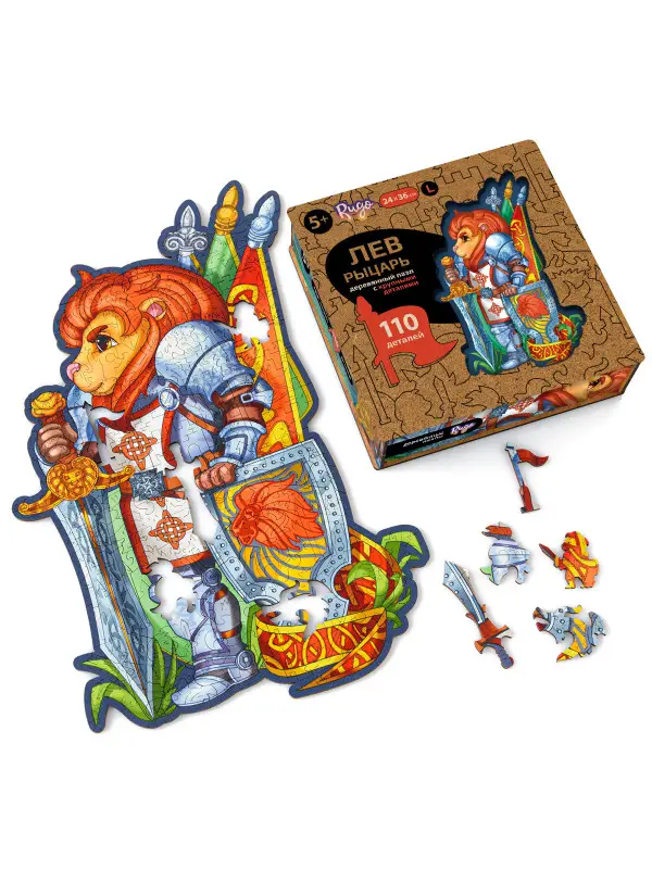 Деревянный Пазл Лев Рыцарь L (110 дет.)