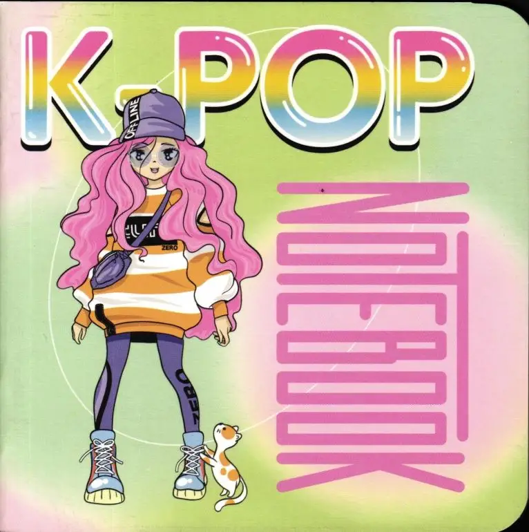 Блокнот К-Рор (девочка в полный рост, зелено-розовый фон)