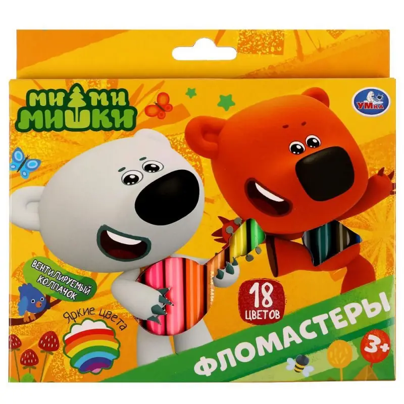 Фломастеры Ми-ми-мишки, 18 цветов, круглые