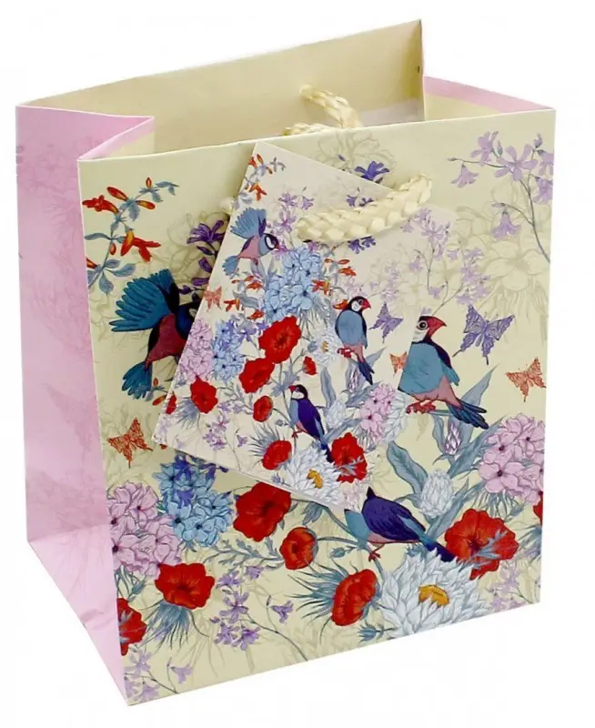 Пакет бумажный "Рисовые амадины" 11*13,7*6,2 см