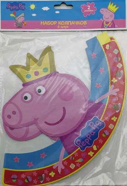 Уценка. Колпачок фигурный, 6шт, 2дизайна "Пеппа-принцесса"