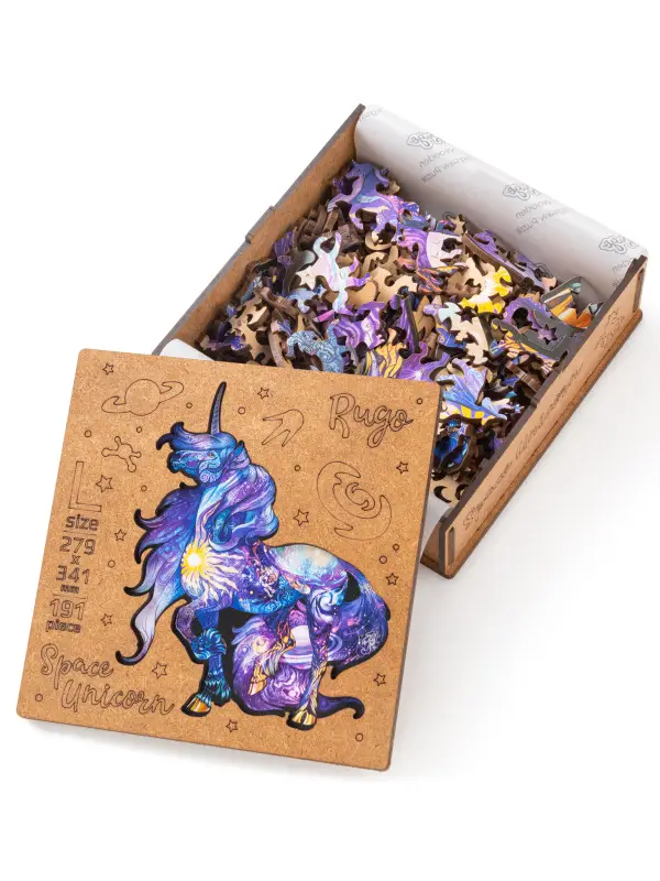 Деревянный Пазл Единорог Космический S (100 дет.)