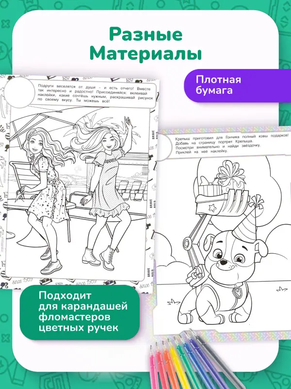 Набор раскрасок с наклейками в ассортименте (в наборе 5 видов по 3 штуки)