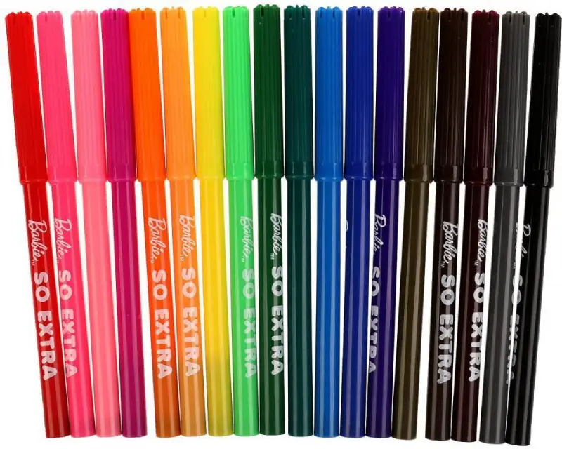 Фломастеры Барби экстра, 18 цветов, круглые (66520 розовая упаковка)