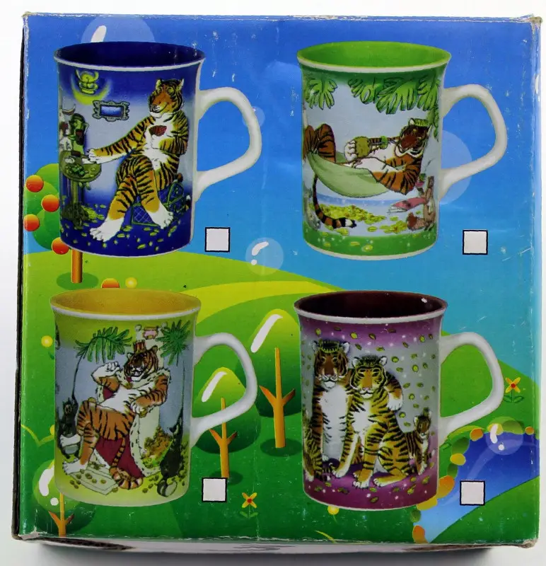Кружка керамическая. Тигры, в ассортименте, 300 мл.