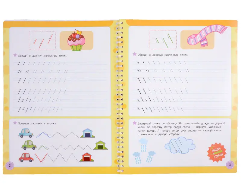 Учись–пиши–стирай. Многоразовая тетрадь-тренажер. Учимся писать крючки и закорючки. 100 упражнений для красивого почерка