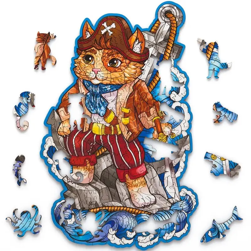 Деревянный Пазл Кот Пират Т (123 дет.)