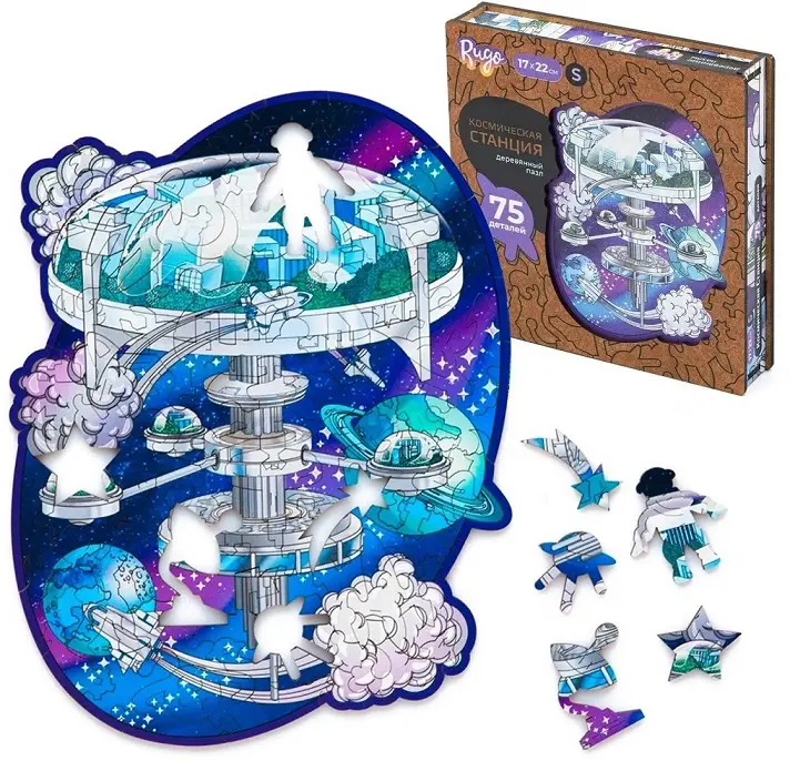 Деревянный Пазл Космическая Станция Т (75 дет.)