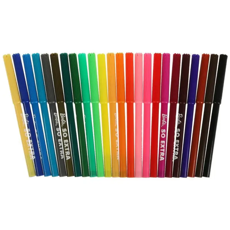 Фломастеры Барби экстра, 24 цвета, круглые (51465 прозрачная упаковка)