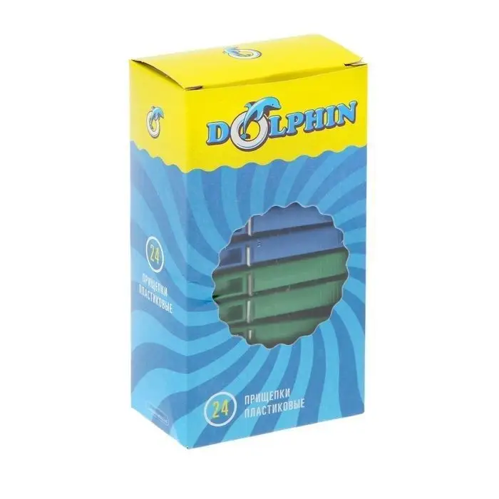 Прищепки пластмассовые зелено-синие 24 шт/уп.