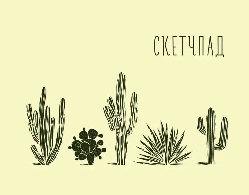 Кактусы. Скетчпад (230х180мм, офсет 160 гр., 40 страниц, евроспираль)