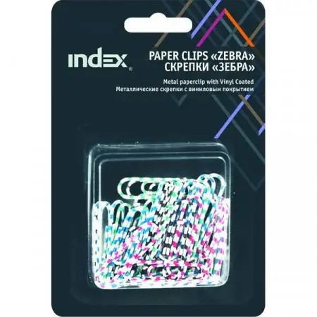 Скрепки металл с виниловым покрытием Зебра 50мм 30шт блистер