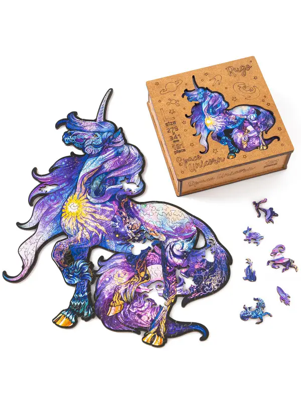 Деревянный Пазл Единорог Космический S (100 дет.)