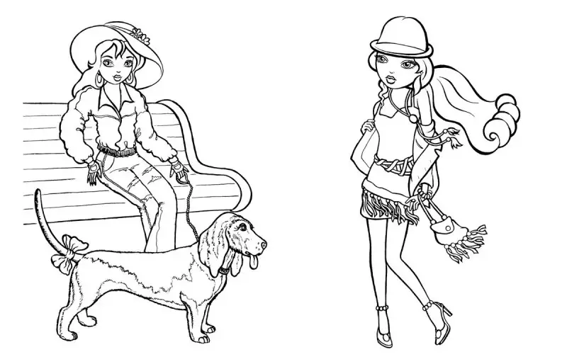 Красивая и стильная. Раскраска для девочка