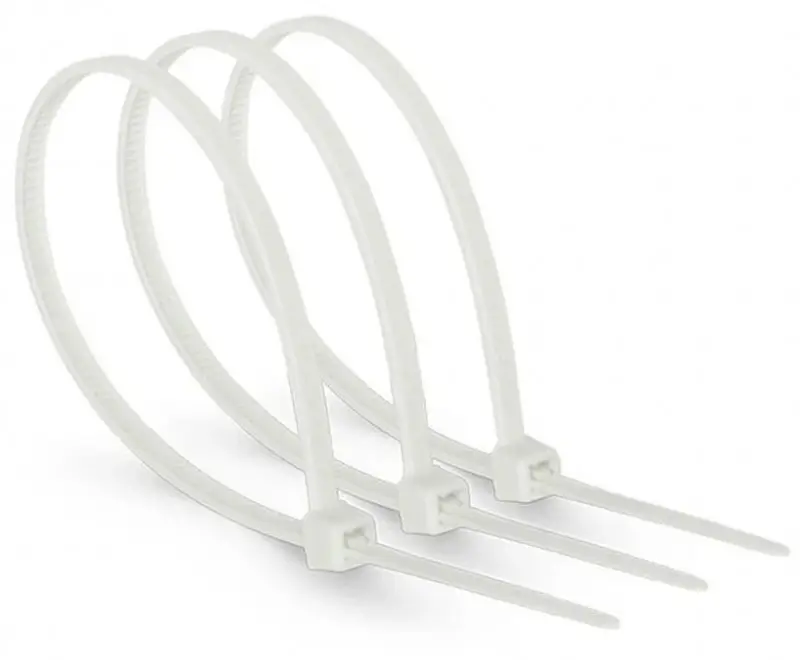 Набор из 50 хомутов-зажимов. Размеры: длина: 200 мм, ширина: 3,6 мм. Цвет: белый
