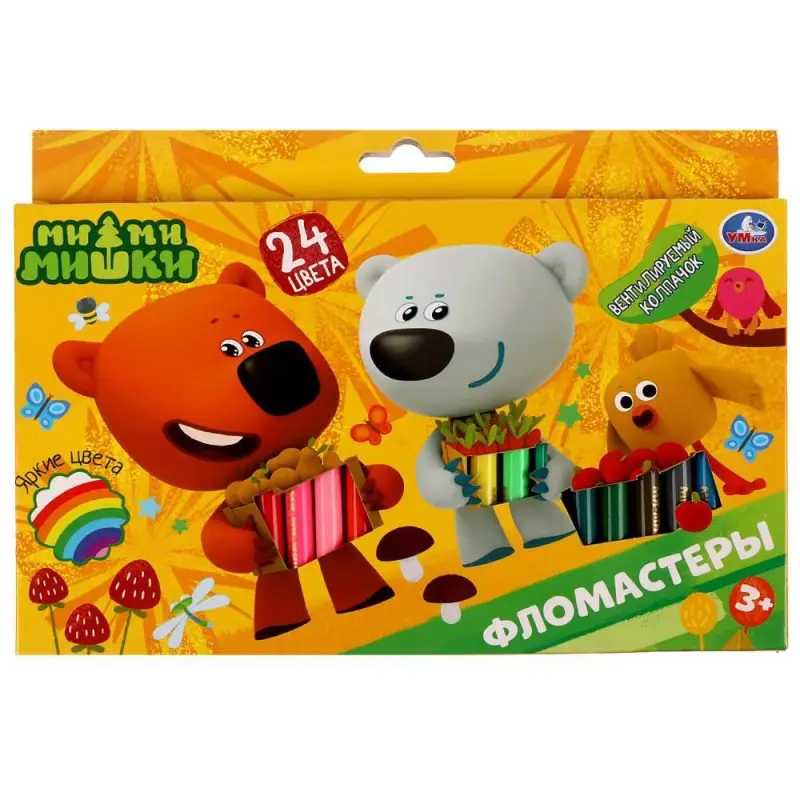 Фломастеры Ми-ми-мишки, 24 цвета, круглые