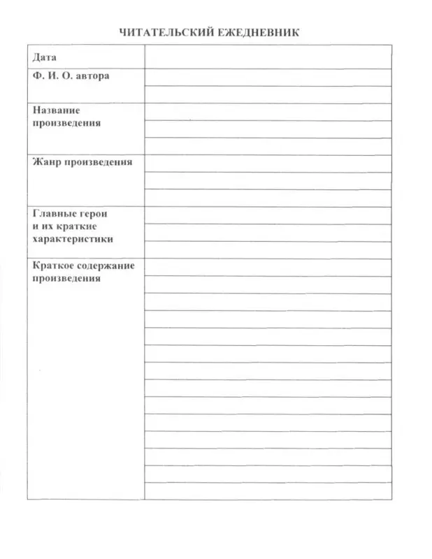 Читательский дневник. 5-6 классы. ФГОС