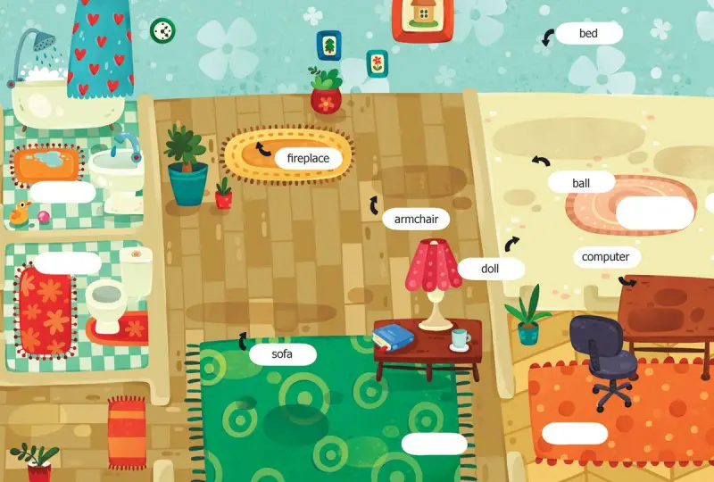 Английский. Мой дом. Обучающая книжка с наклейками