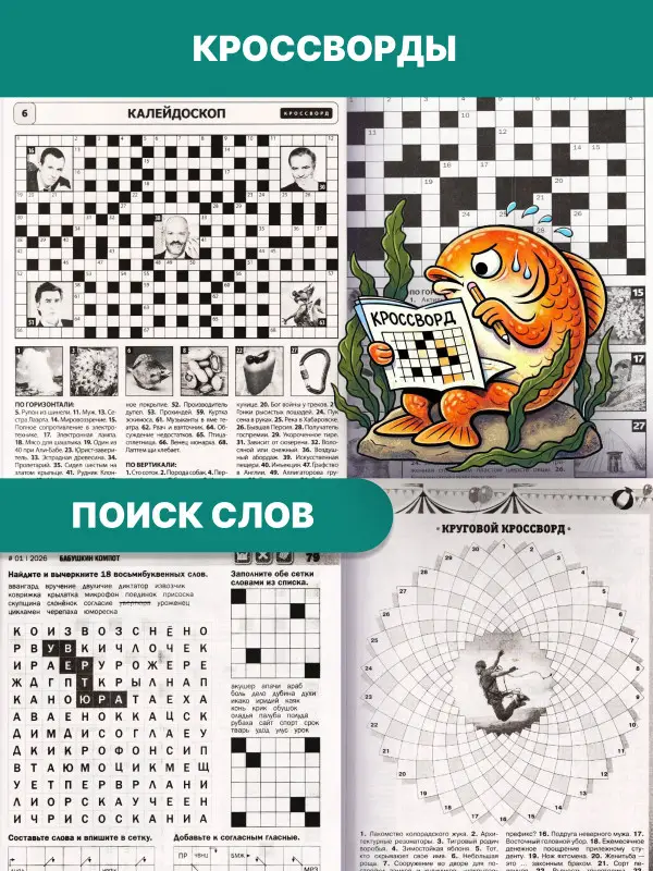 Уценка. Поврежденные обложки. Набор: 2,5 кг кроссворды, сканворды, судоку.